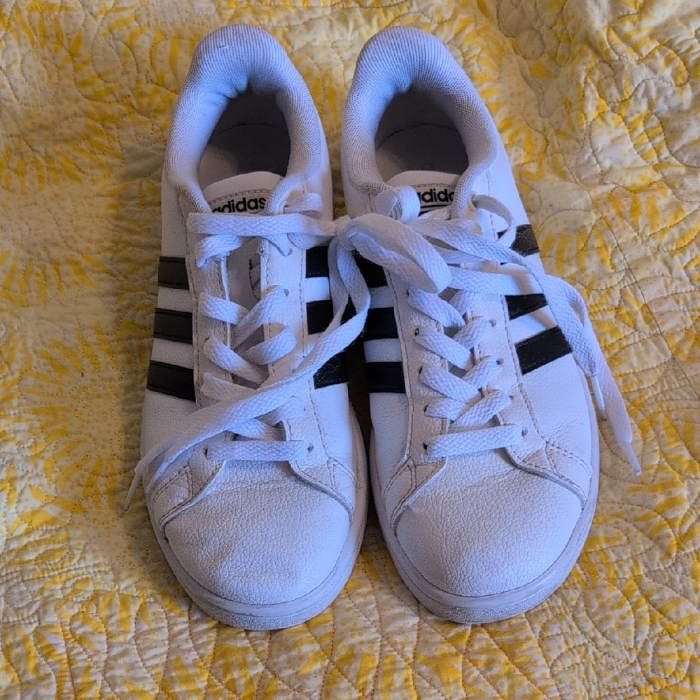 Adidas Classic White Sneakers with Black Stripes